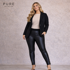 Pure Collection Black Faux Leather Stud Trousers UK 20