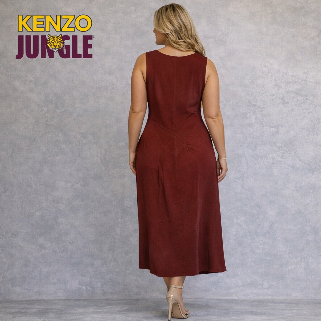 Kenzo Jungle Vintage 90's Rust Linen Dress UK 16