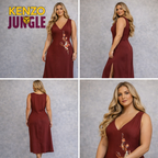 Kenzo Jungle Vintage 90's Rust Linen Dress UK 16