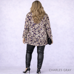 Charles Gray Vintage Purple Gold Floral Silky Blouse UK 20