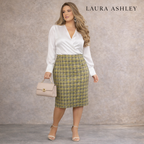 Laura Ashley Lime White Black Tweed Skirt UK 16
