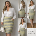 Laura Ashley Lime White Black Tweed Skirt UK 16