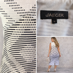 Jaeger Ivory Navy Diamond Textured Dress UK 16