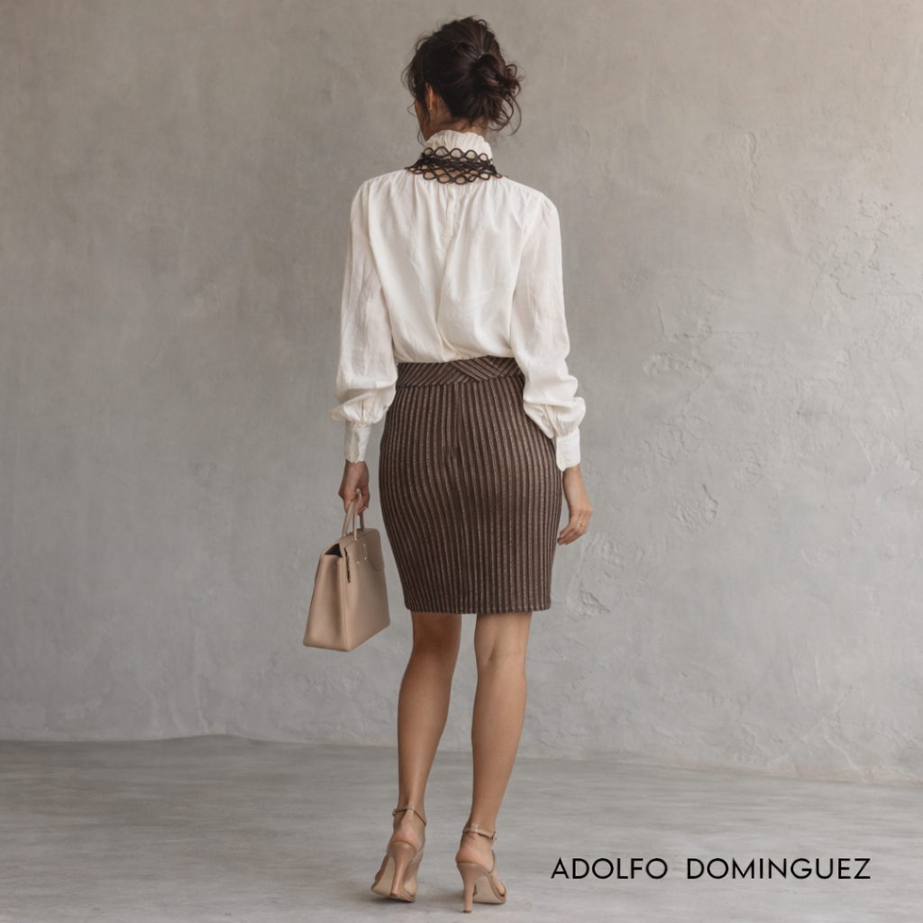 Adolfo Dominguez Vintage Faux Leather Brown Bronze Skirt UK 10