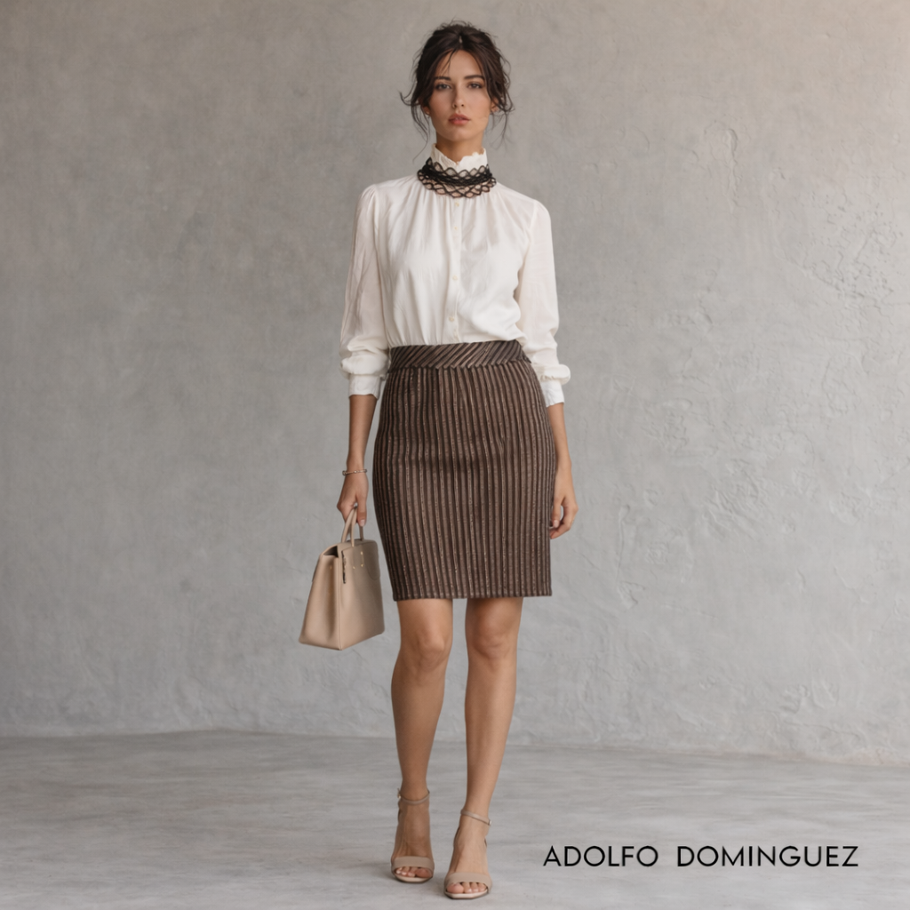 Adolfo Dominguez Vintage Faux Leather Brown Bronze Skirt UK 10