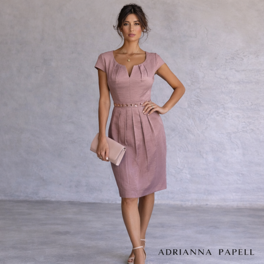 Adrianna Papell Dusky Pink Shimmer Dress UK 14
