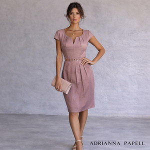 Adrianna Papell Dusky Pink Shimmer Dress UK 14