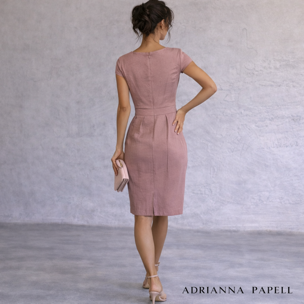 Adrianna Papell Dusky Pink Shimmer Dress UK 14