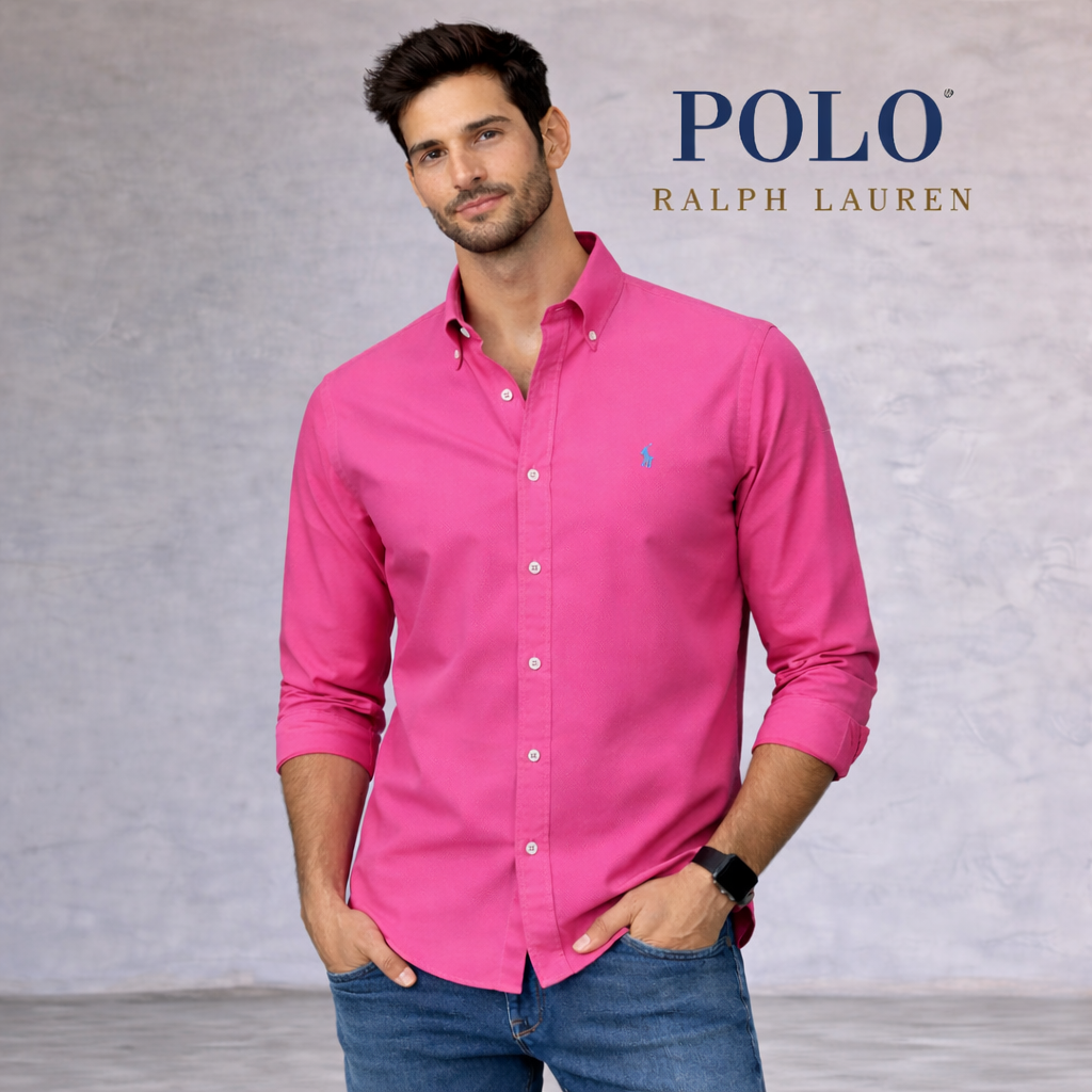 Polo Ralph Vintage 90's 100% Cotton Hot Pink Oxford Shirt Size M