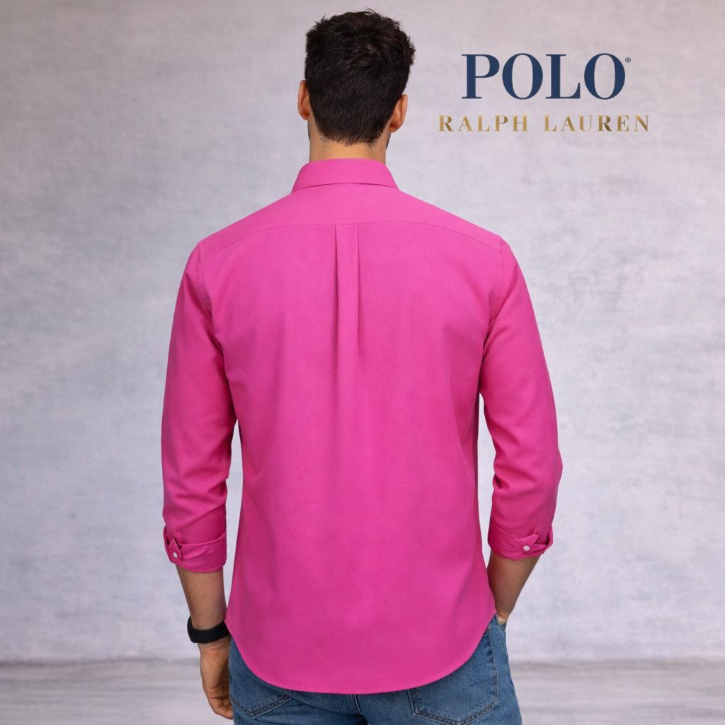 Polo Ralph Vintage 90's 100% Cotton Hot Pink Oxford Shirt Size M