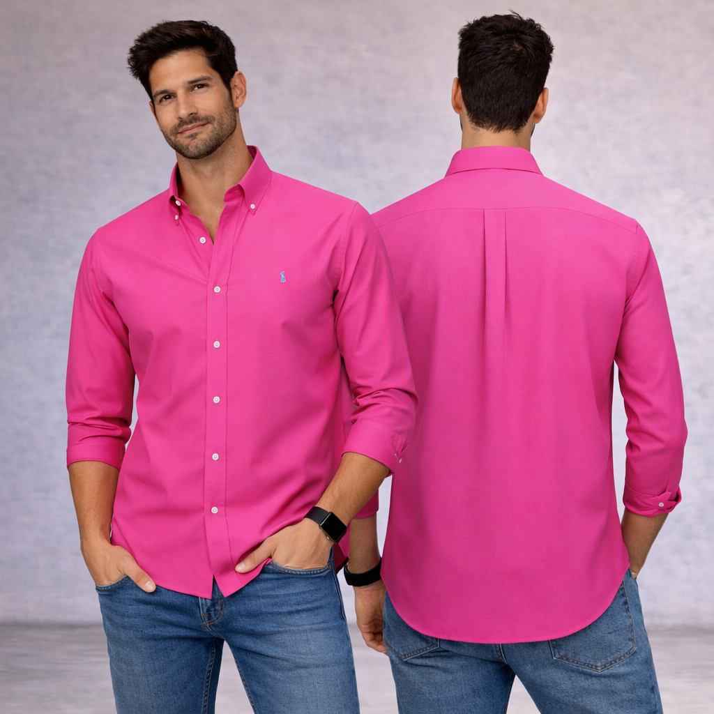 Polo Ralph Vintage 90's 100% Cotton Hot Pink Oxford Shirt Size M