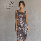 Adrianna Papell Grey Floral Pencil Dress UK 10