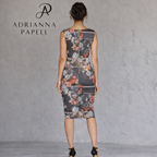 Adrianna Papell Grey Floral Pencil Dress UK 10