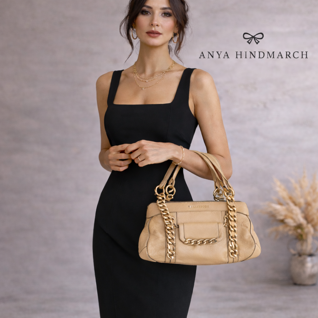 Anya Hindmarch Cream Leather Handbag