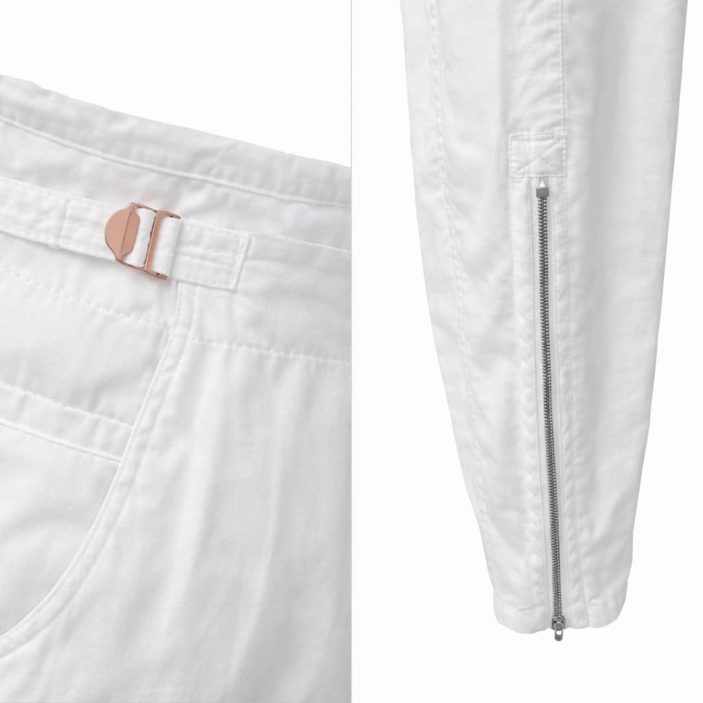 Alexander Wang White Cotton High Waisted Tapered Trousers UK 6