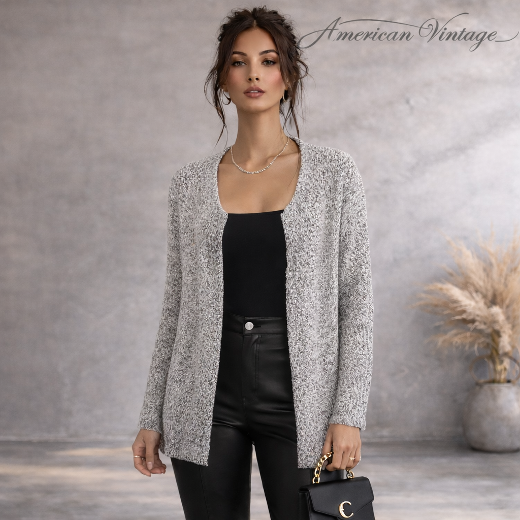 American Vintage Grey White Edge To Edge Cardigan UK 12