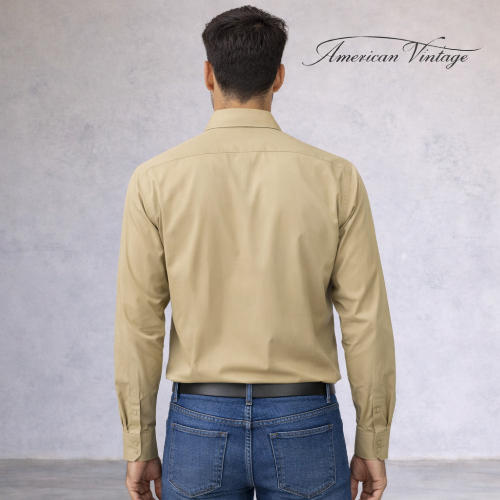American Vintage Mens Cotton Beige Shirt Size XXL