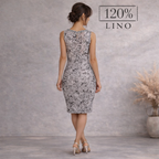 120% Lino White Purple Linen Dress UK 10