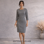 Antonio Melani Grey Blue Striped Shift Dress UK 12