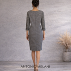 Antonio Melani Grey Blue Striped Shift Dress UK 12
