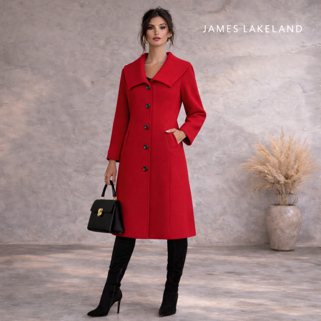 James Lakeland Dark Red Winter Coat UK 12