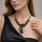 Baltic Cognac Amber Chunky Nugget Bead Horn Pendant Necklace