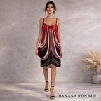 Banana Republic Multicoloured Striped Silk Dress UK 6