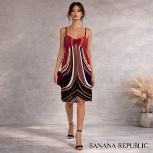 Banana Republic Multicoloured Striped Silk Dress UK 6
