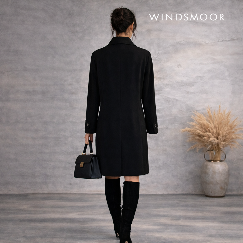 Windsmoor Black Autumn Winter 3/4 Length Coat UK 12