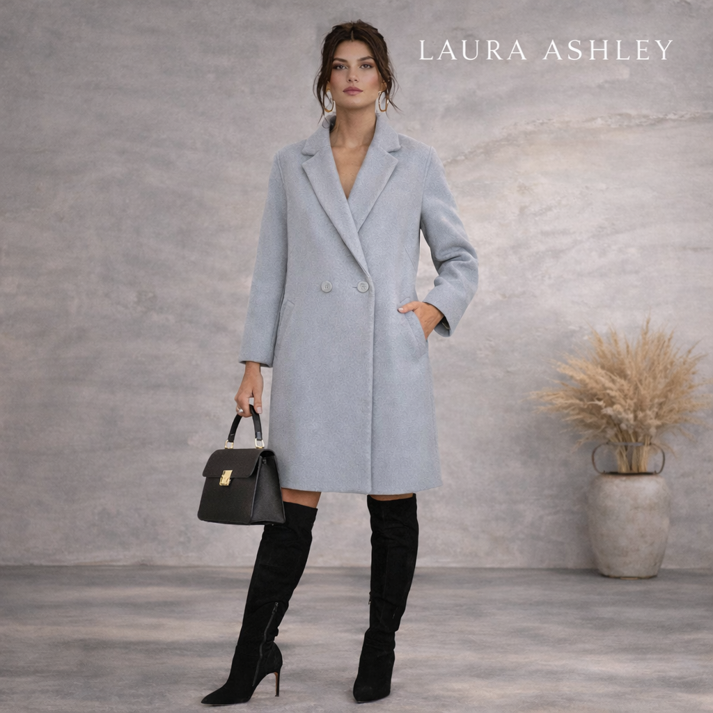 Laura Ashley Duck Egg Blue Short Pile Furry Coat UK 12