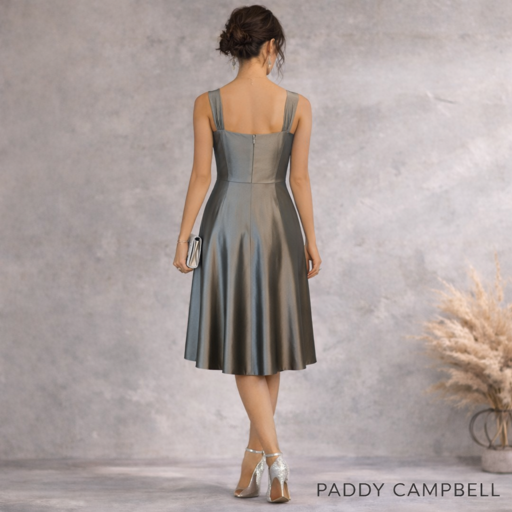 Paddy Campbell Vintage Silver Grey Silk Dress Suit UK 12