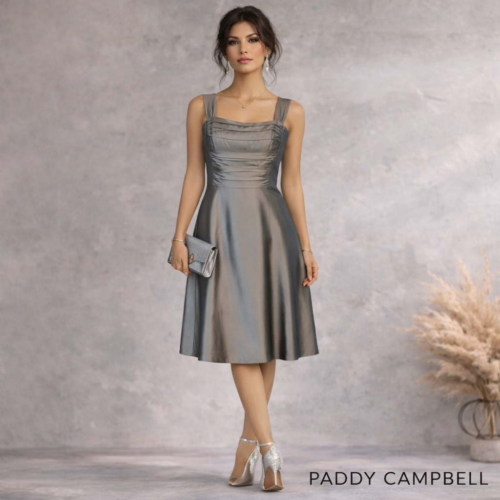 Paddy Campbell Vintage Silver Grey Silk Dress Suit UK 12