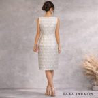 Tara Jarmon White Silver Jacquard Sleeveless Dress UK 10