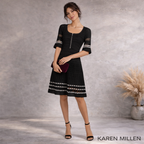 Karen Millen Black & White Crochet Knit Dress UK 8