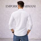 Emporio Armani White Ribbed Slim Fit Cotton Shirt 41/16