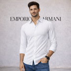 Emporio Armani White Ribbed Slim Fit Cotton Shirt 41/16