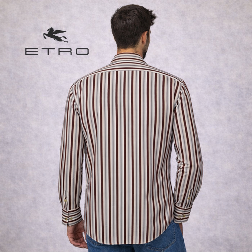 Etro Multicoloured Striped Cotton Shirt Size 43