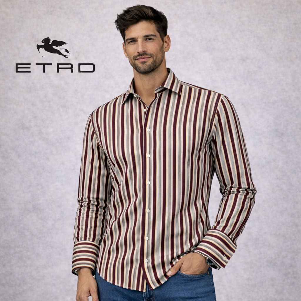 Etro Multicoloured Striped Cotton Shirt Size 43