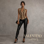 Valentino Miss V Brown Animal Print Velvet Waistcoat UK 12