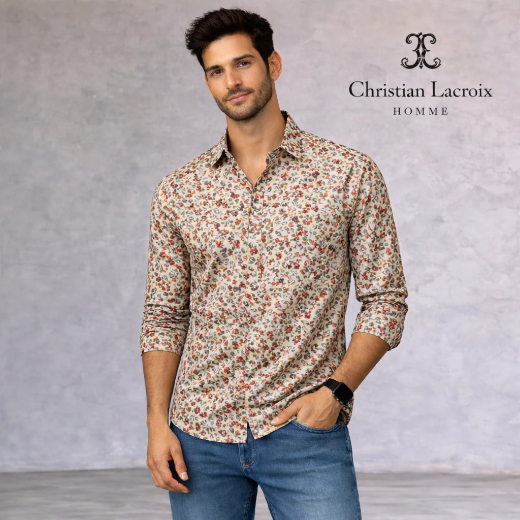 Christian Lacroix Homme Floral Print Shirt – Tailored Fit Designer Menswear L