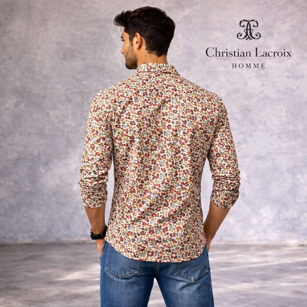 Christian Lacroix Homme Floral Print Shirt – Tailored Fit Designer Menswear L