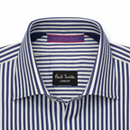 Paul Smith Blue & White Striped Double Cuff Shirt Size M