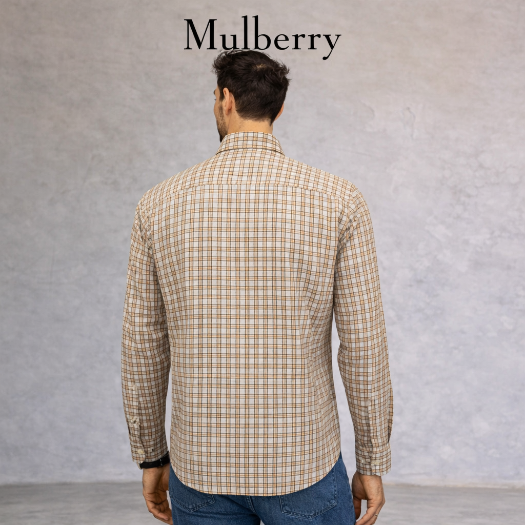 Mulberry Blue Yellow Cotton Check Shirt 44" Chest