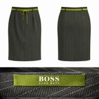 Boss Hugo Boss Dark Green Pinstripe Wool Skirt UK 8/10