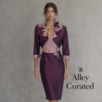 Veni Infantino Purple Lilac Silk Taffeta Wedding Dress Suit UK 12