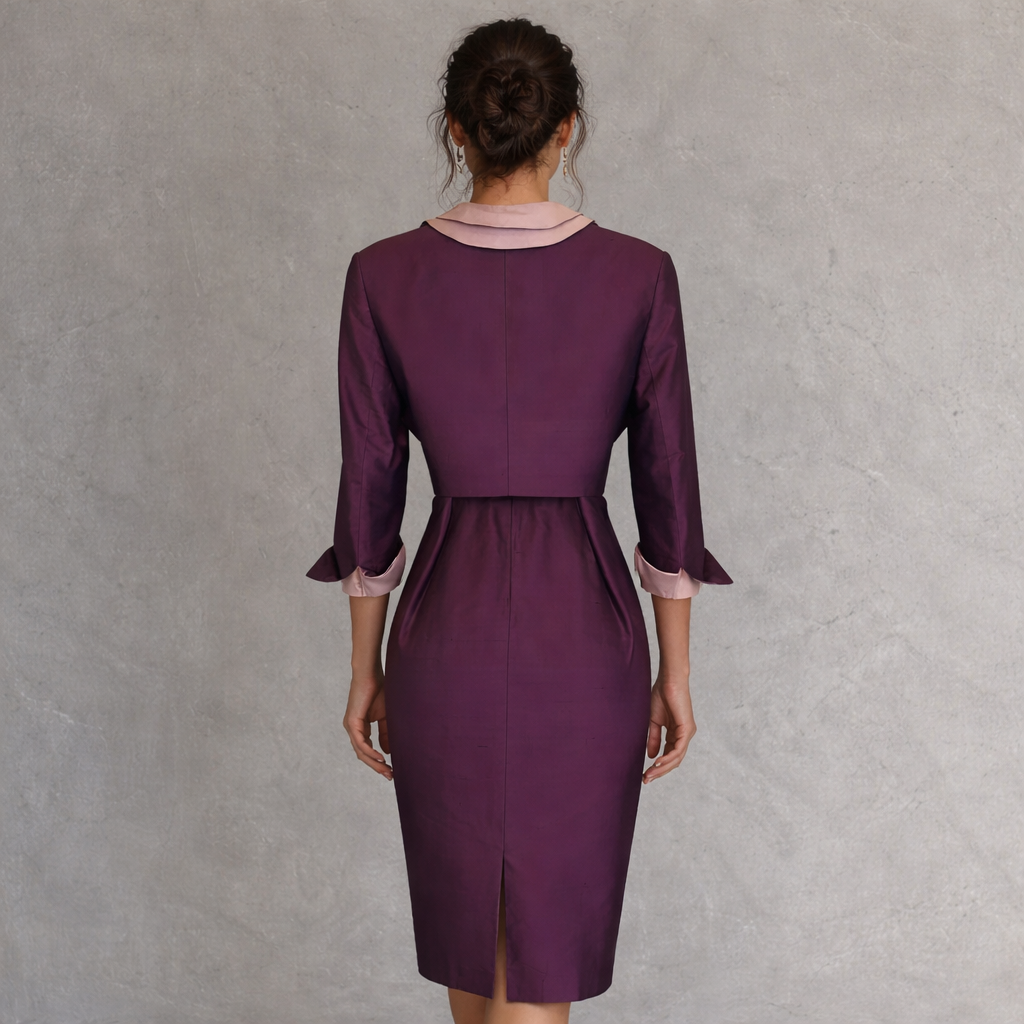 Veni Infantino Purple Lilac Silk Taffeta Wedding Dress Suit UK 12