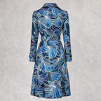 Max Mara Blue Floral Wool Belted Trench Coat UK 14