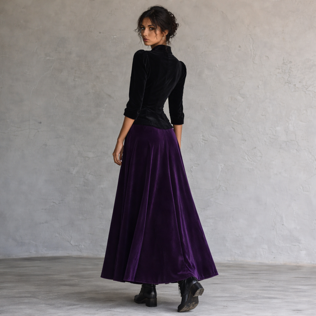 Anna Belinda Rare Vintage Black Velvet Purple Silk Victoriana Jacket UK 10/12