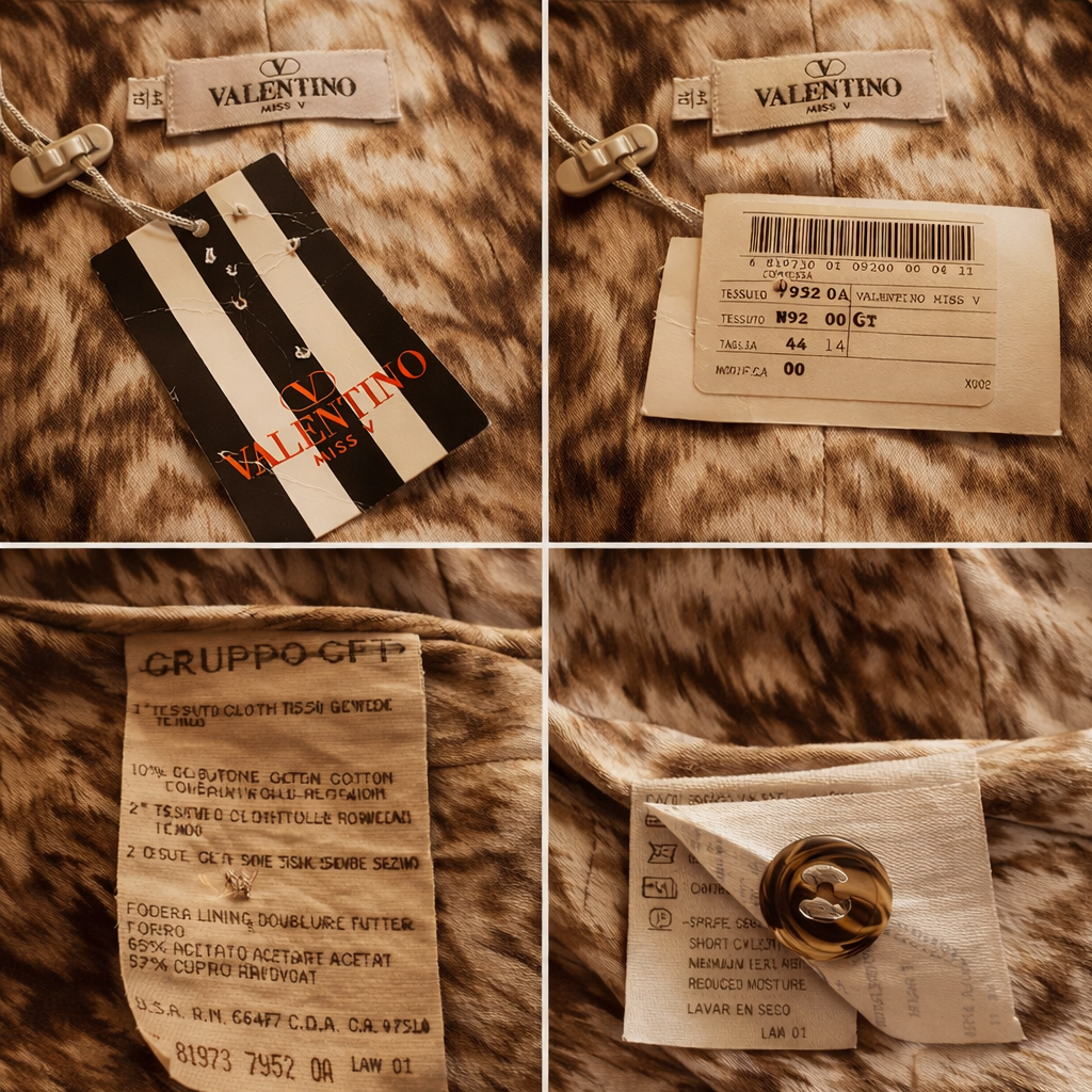 Valentino Miss V Brown Animal Print Velvet Waistcoat UK 12