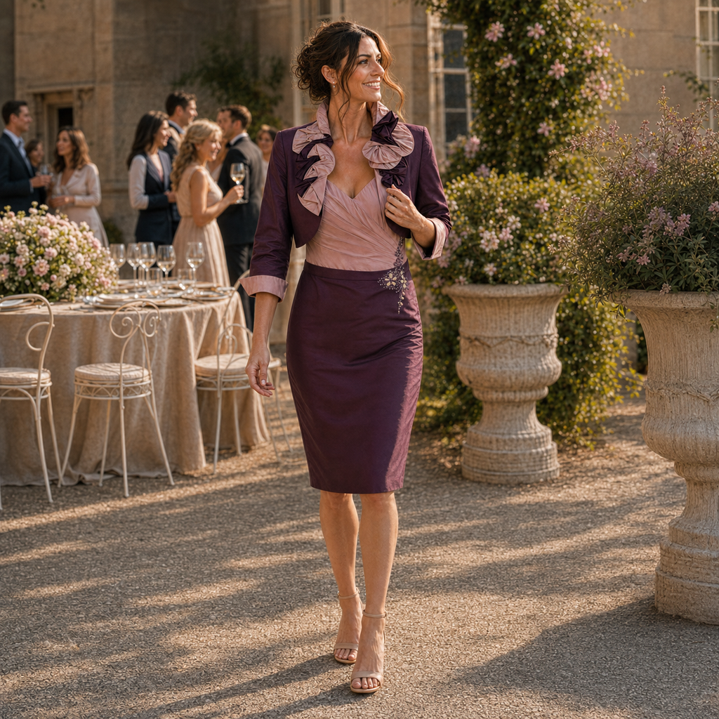 Veni Infantino Silk Dress Suit UK 12 – Purple & Pink